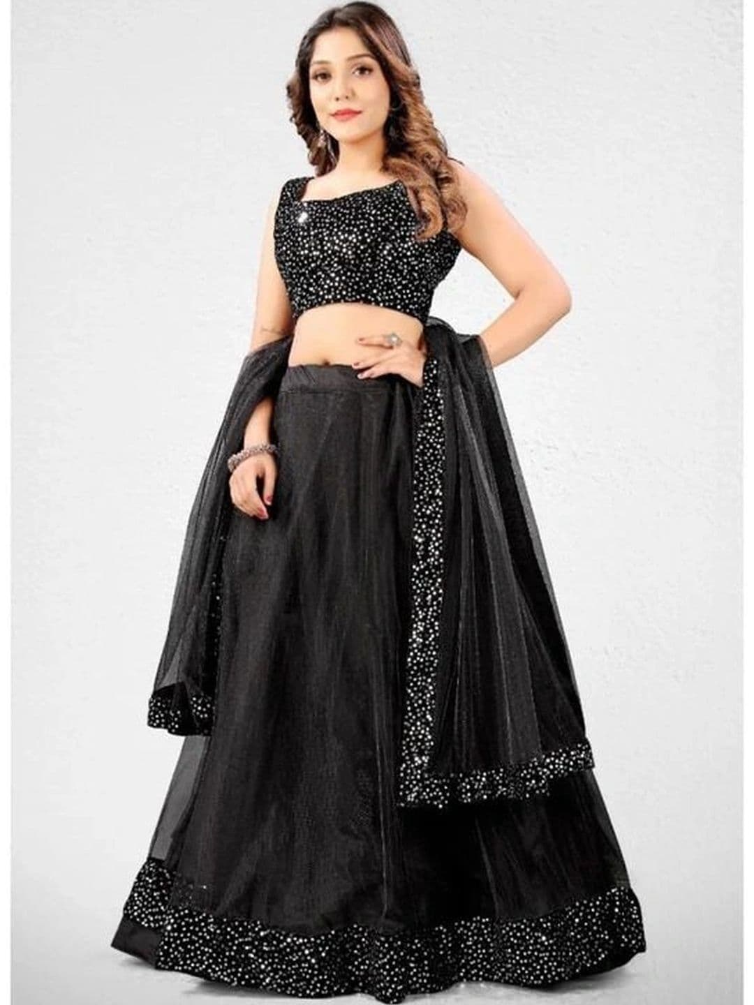 JK Design Studio Embellished Sequinned Ready to Wear Lehenga & Semi-Stitched Blouse With Dupatta - view 1