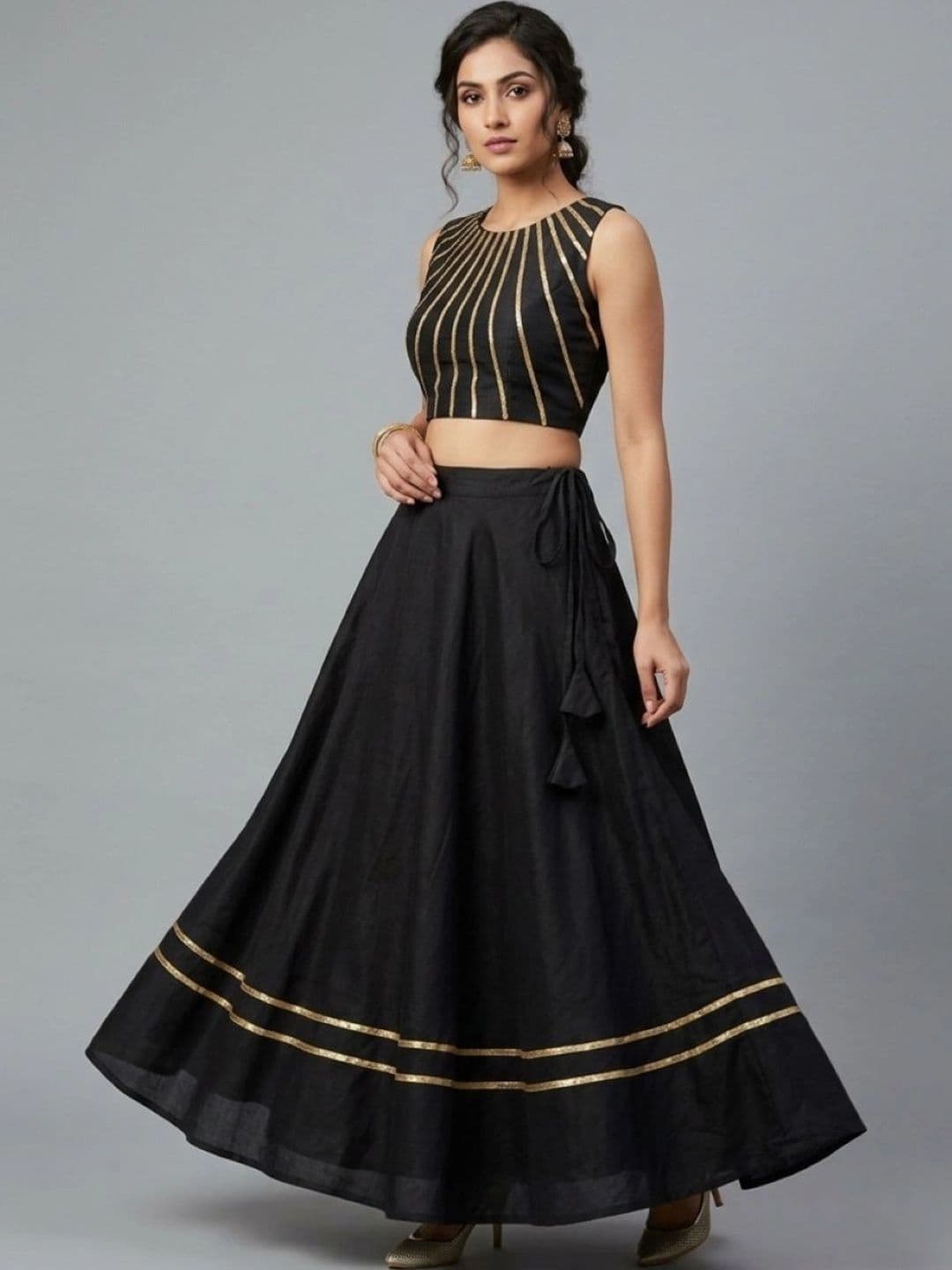 Charan Kanya Girls Embellished Ready to Wear Lehenga & - view 1