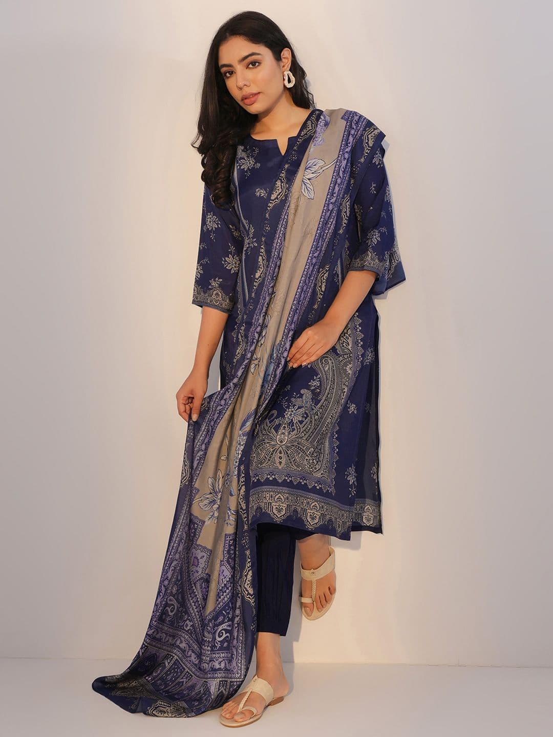 Libas Women Floral Printed Regular Kurta with Salwar & With Dupatta - view 1