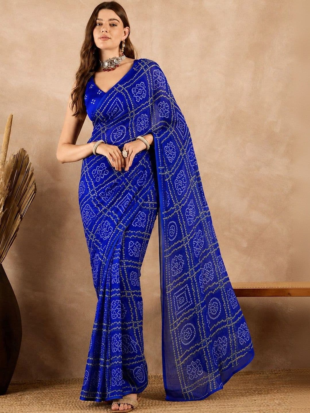 SANJANA SILK SANJANA SILK Bandhani Pure Georgette Saree - view 1
