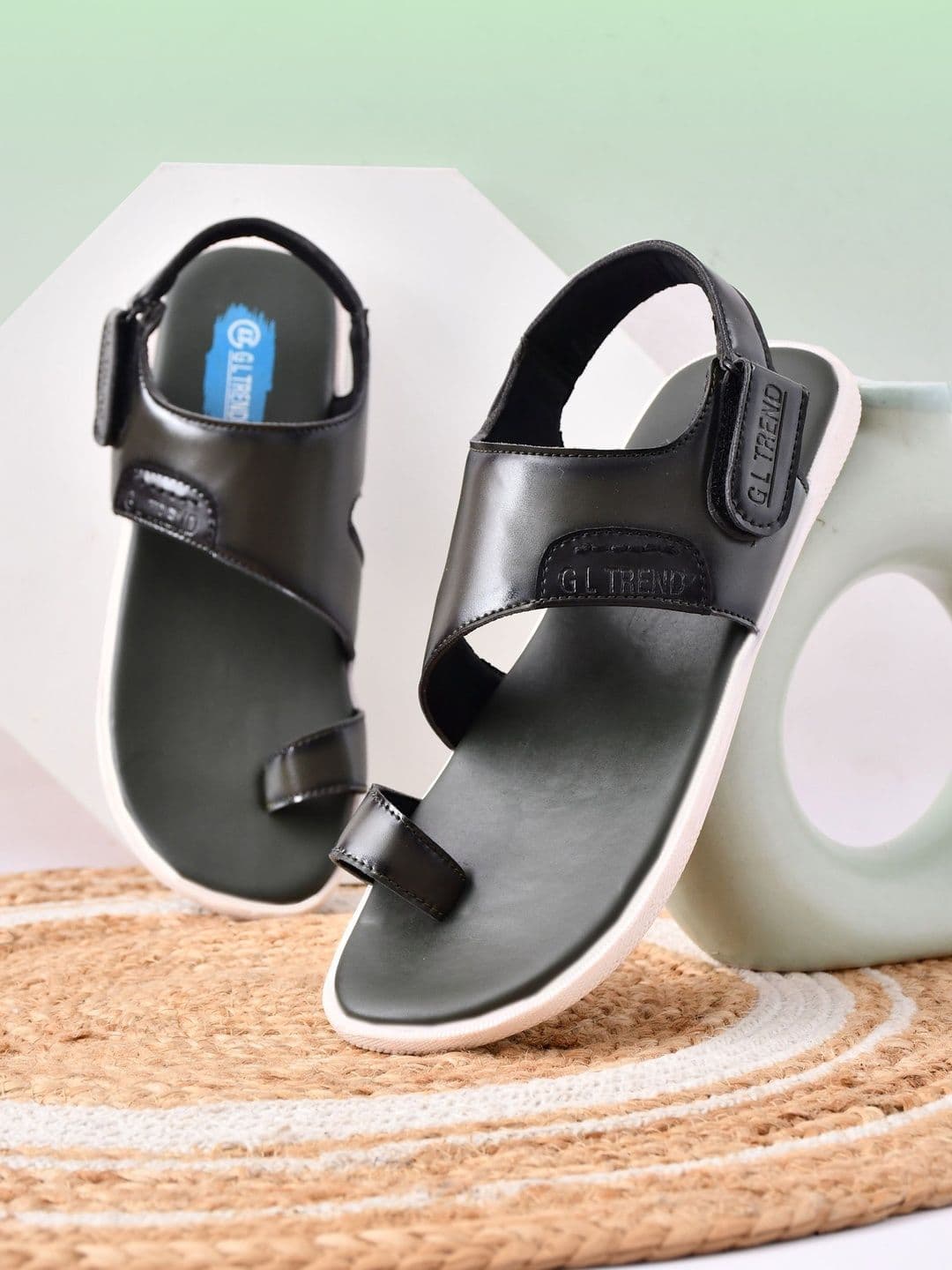 G L Trend Men's Olive Casual Comfort Open Toe Slip-On Sandals - view 1