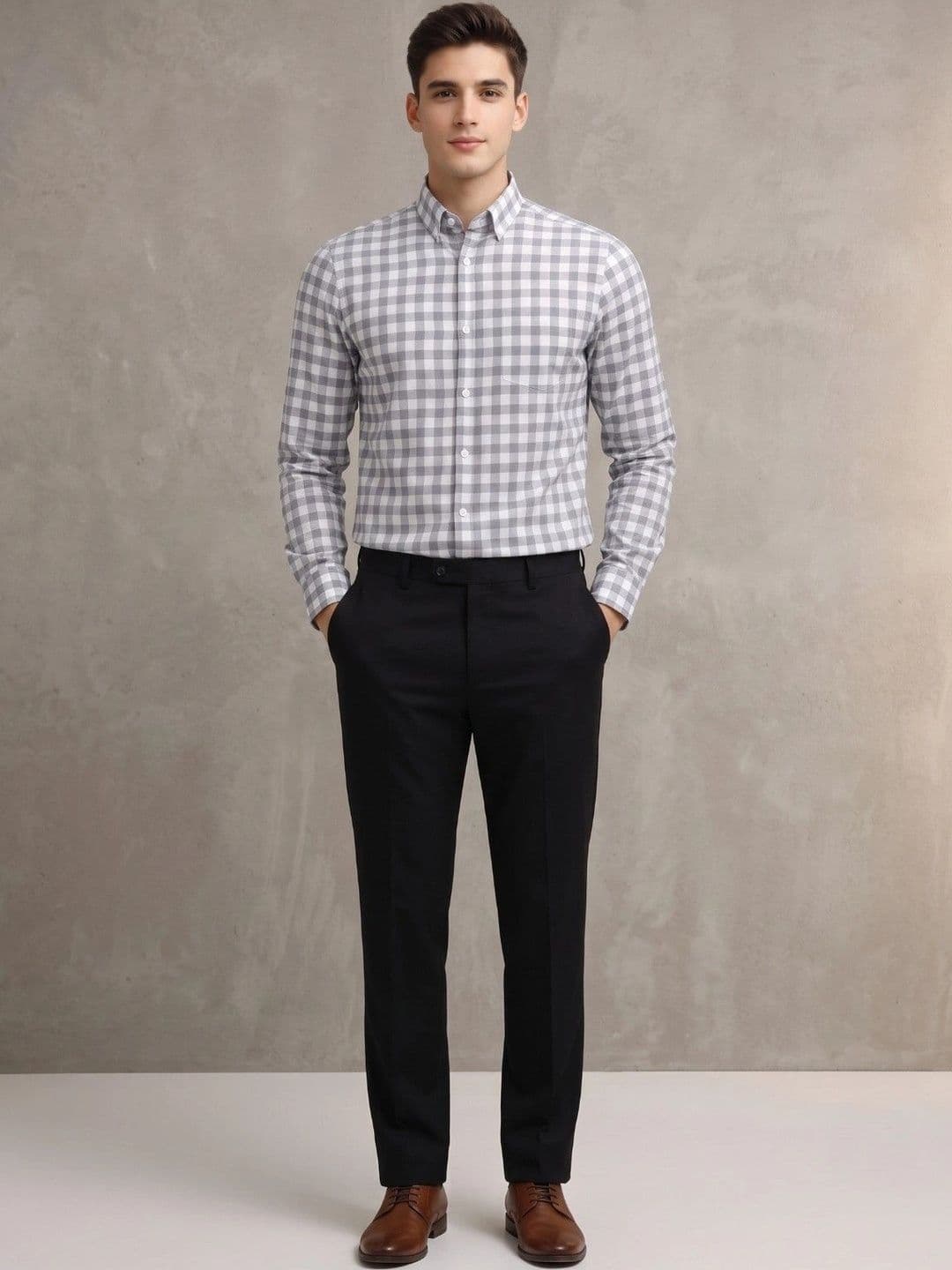 Studio-9 Men Classic Slim Fit Gingham Checks Checked Casual Shirt - view 1