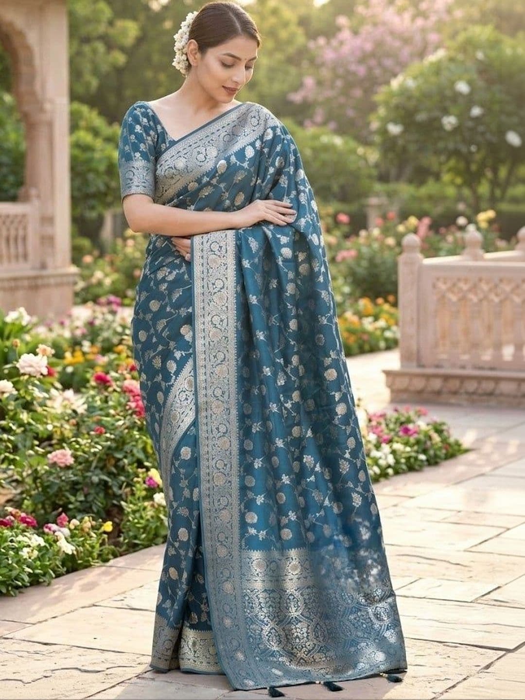 AmiFashion Woven Design Zari Art Silk Banarasi Saree - view 1