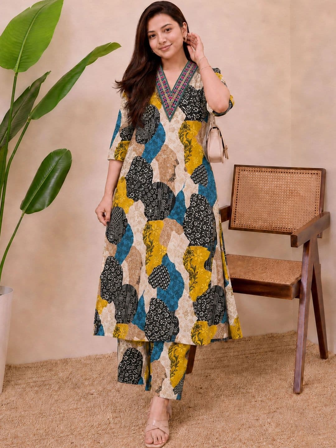 SZN Women Printed Regular Kurta with Trousers - view 1