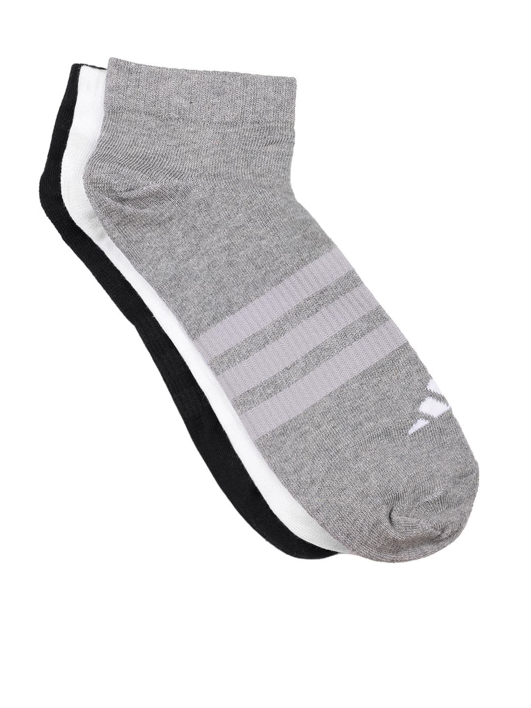 ADIDAS Unisex Pack of 3 Cotton Blend Striped Ankle Length Socks - view 1