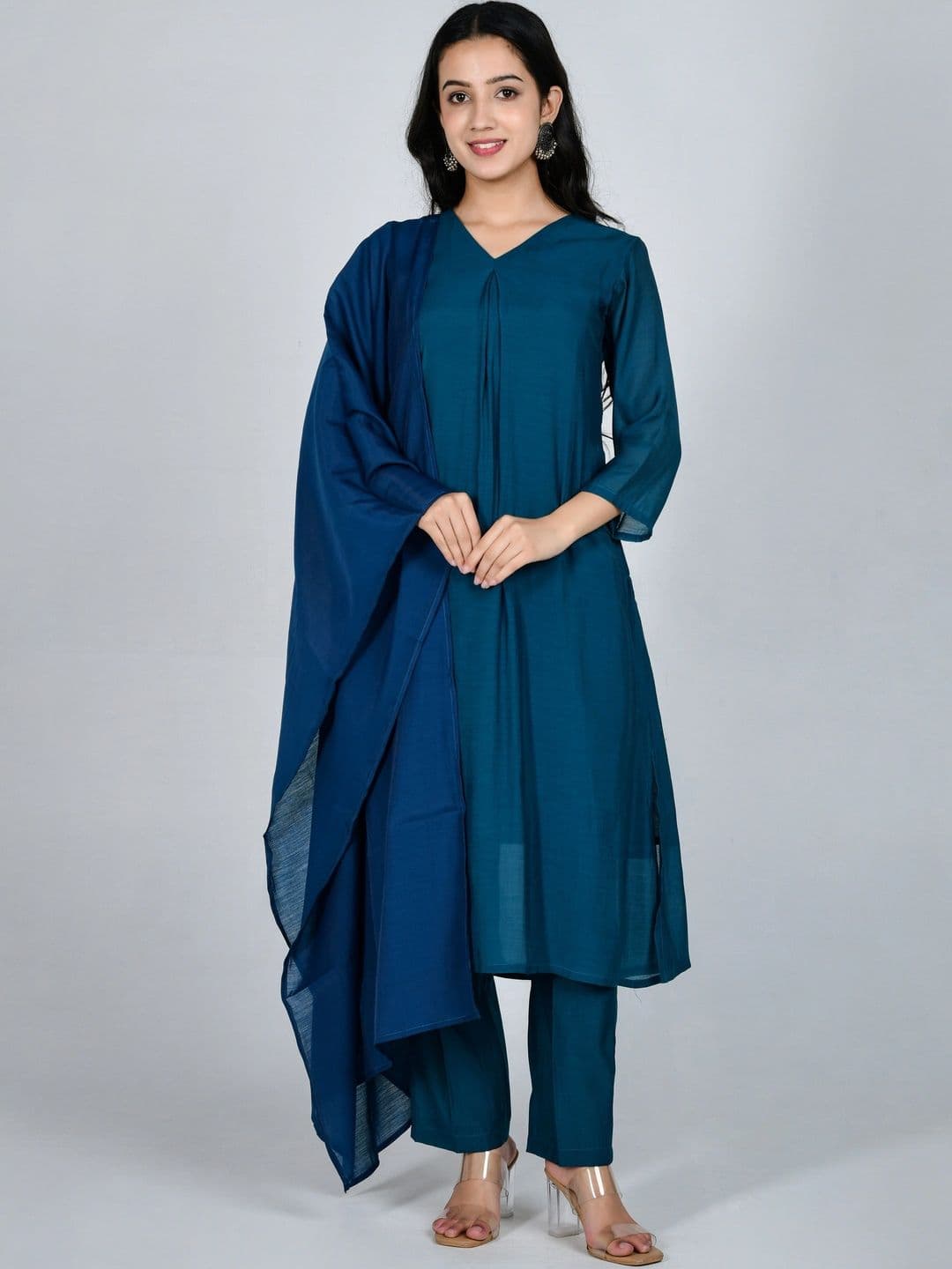 YOJINI Women Regular Kurta with Trousers & With Dupatta - view 1