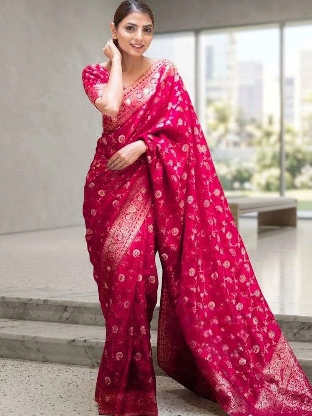 Okom Woven Design Zari Art Silk Banarasi Saree - view 1