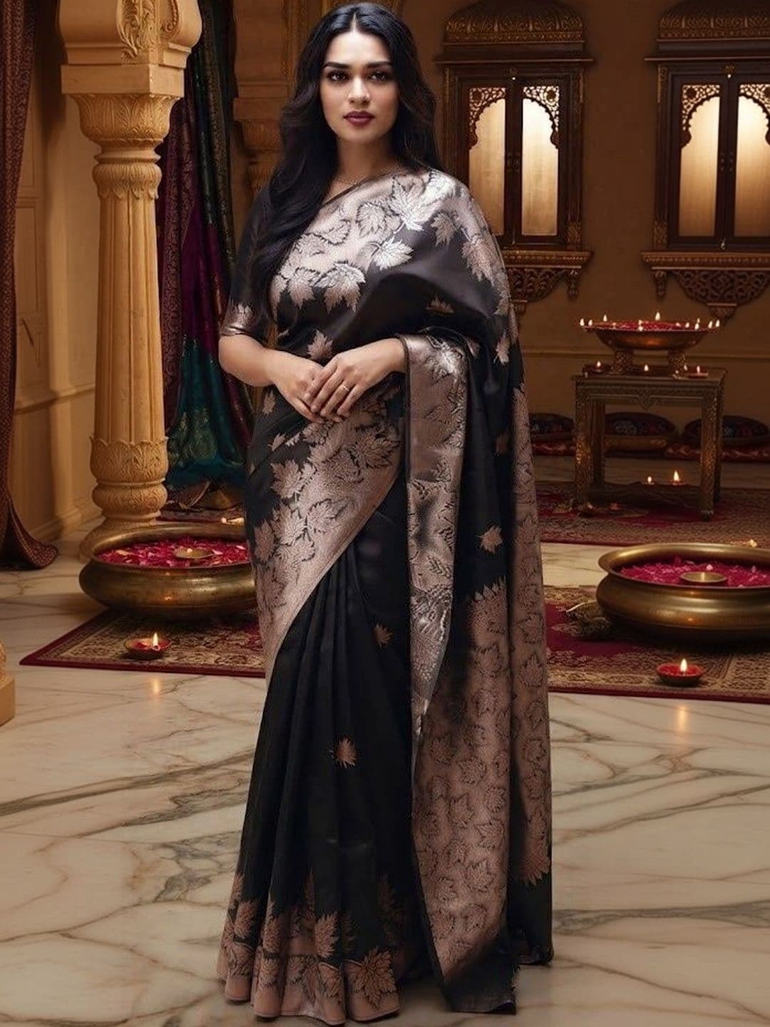 AwadhiCraft Woven Design Zari Art Silk Banarasi Saree - view 1