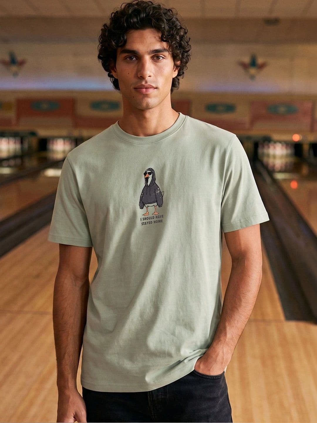 Bewakoof Men's Green Home Graphic Printed T-shirt - view 1