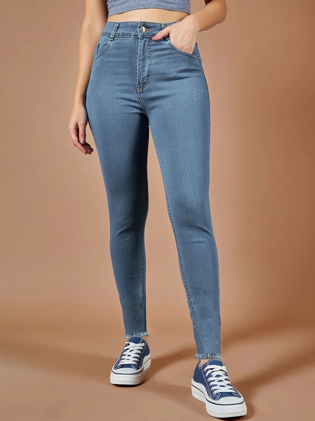 Roadster Women Skinny Fit High-Rise Cuffed Hem Stretchable Jeans - view 1