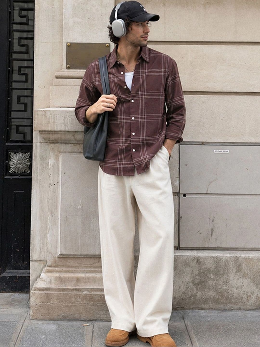 Powerlook Linen Blend Windowpane Checks Cotton Long Sleeves Shirt - view 1