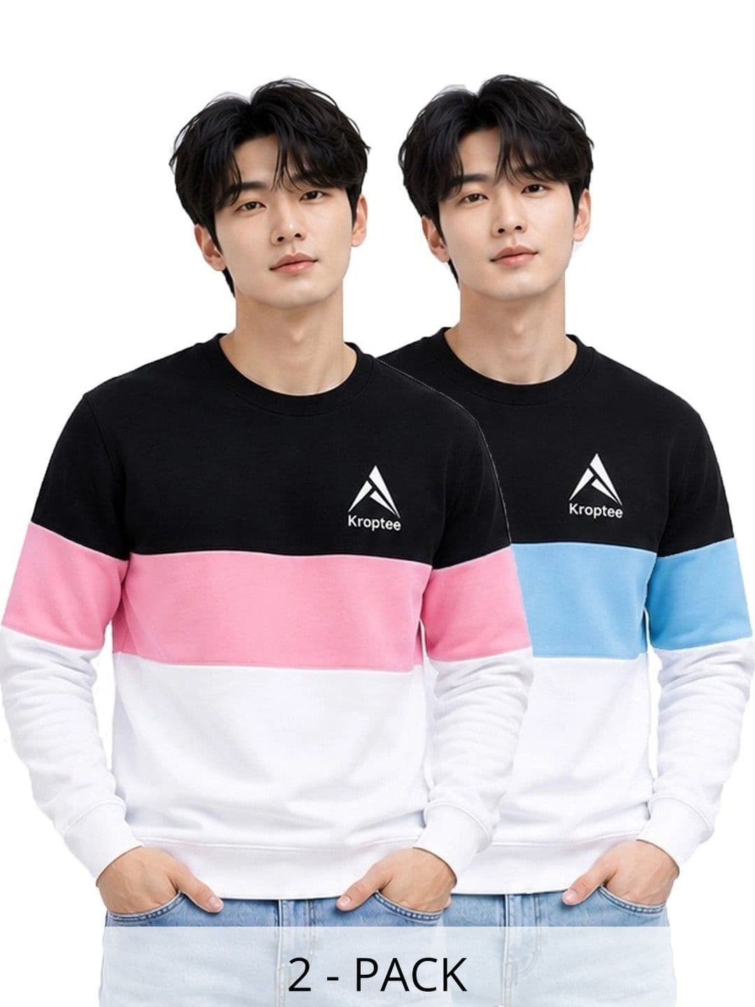 Kroptee Men Colourblocked Logo T-shirt Pack - view 1