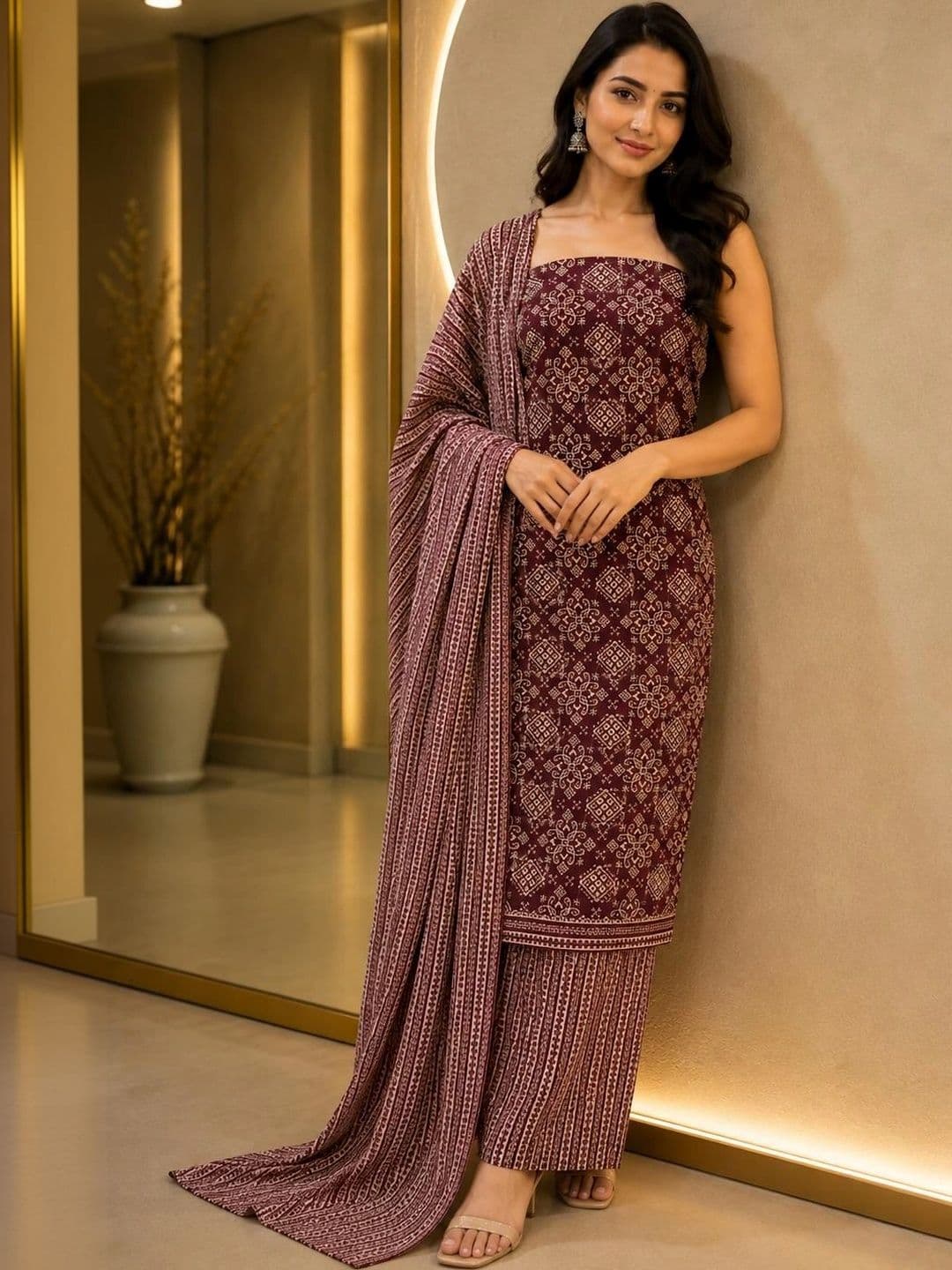 SHREE LAXMINARAYAN TEXTILE Printed Pure Cotton Unstitched Dress Material - view 1