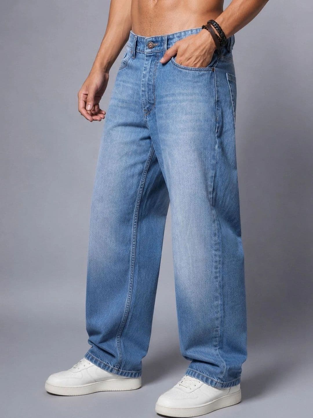 BREXX Men Jean Straight Fit Mid-Rise Light Fade Stretchable Jeans - view 1