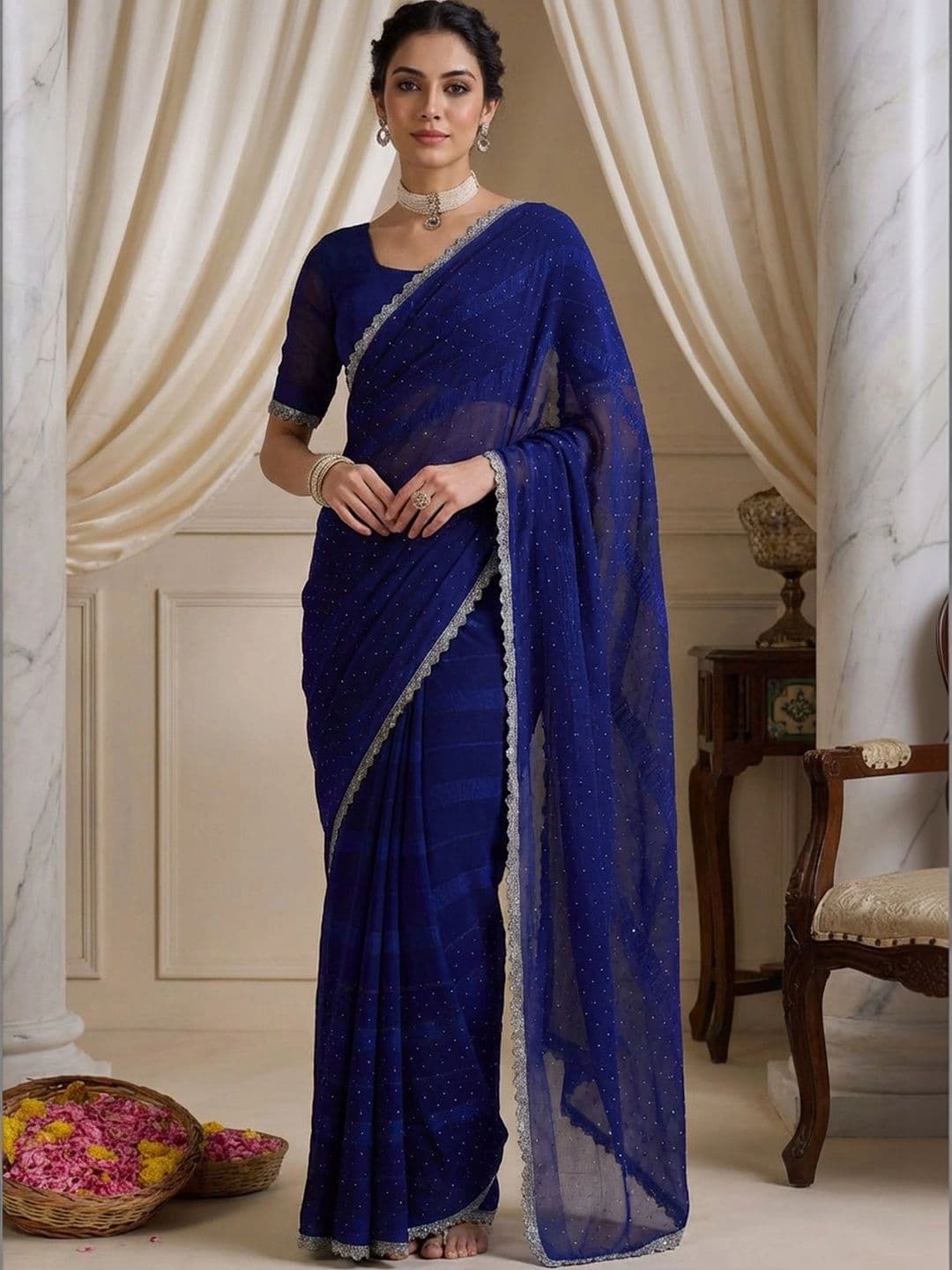 Anouk Rustic Embellished Embroidered Silk Blend Designer Saree - view 1