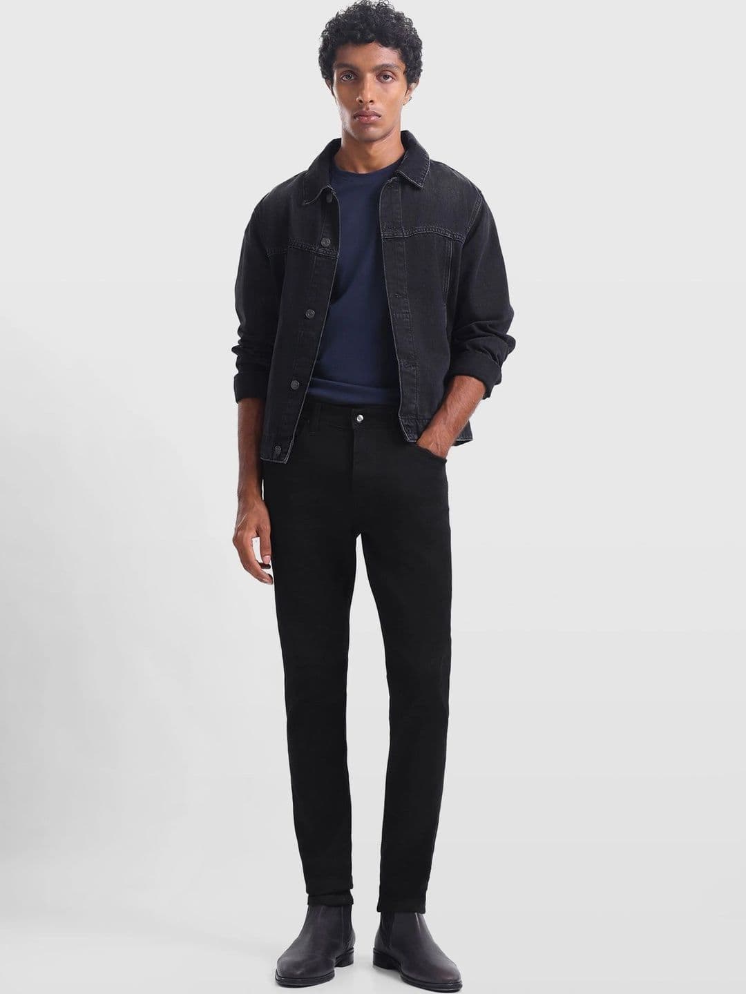 Arrow New York Men Tapered Fit Mid-Rise Stretchable Jeans - view 1