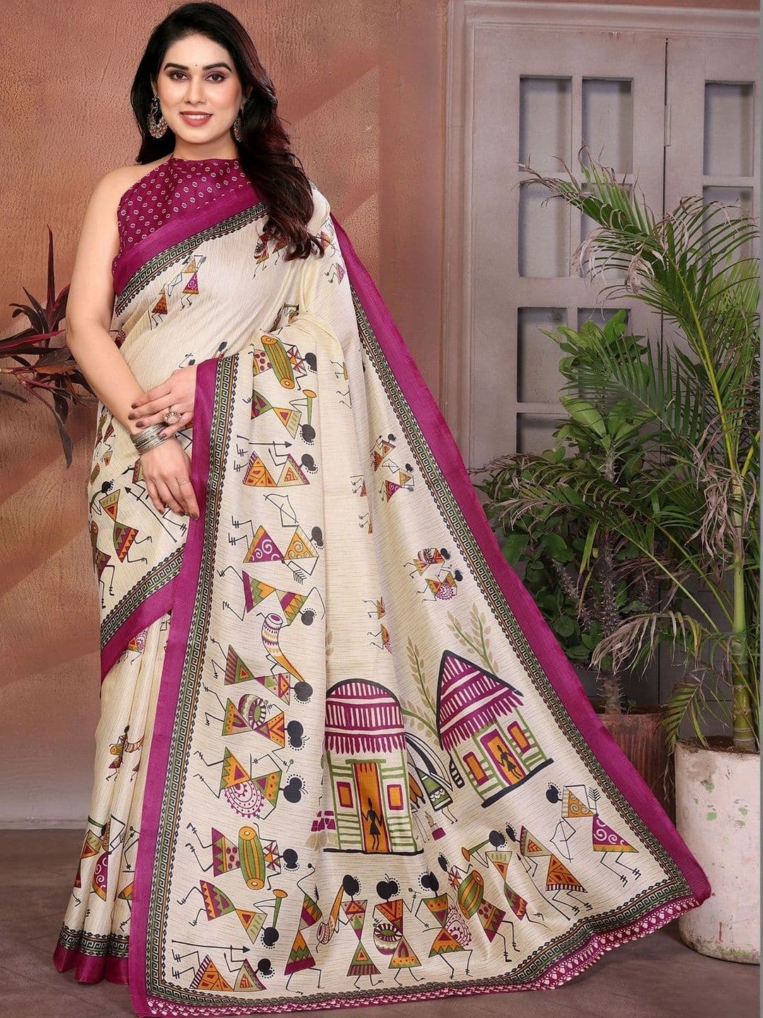 ANIRAV Warli Art Silk Saree - view 1