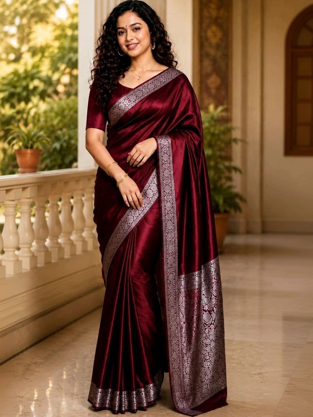 STYLISH SAREES Zari Satin Banarasi Saree - view 1