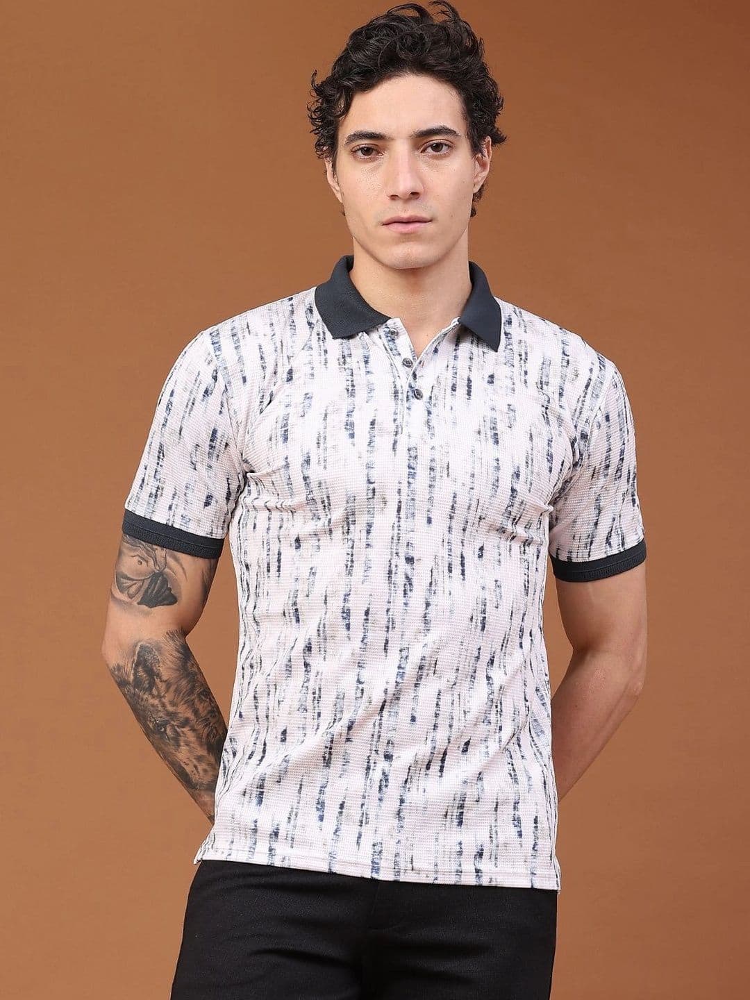 V-Mart Men Printed Polo Collar T-shirt - view 1