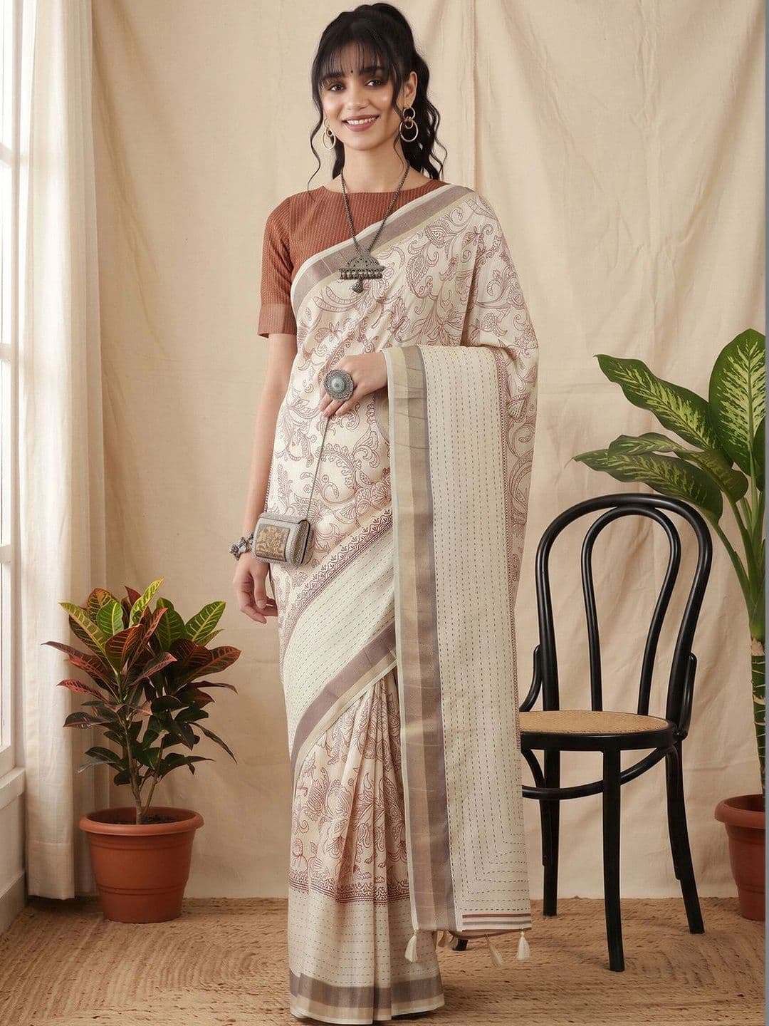 Anouk Embellished Silk Cotton Designer Chanderi Saree - view 1