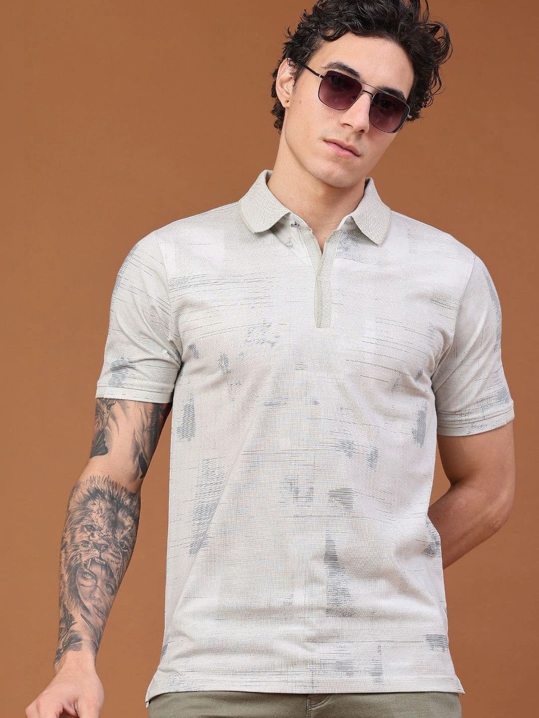 V-Mart Men Printed Polo Collar T-shirt - view 1