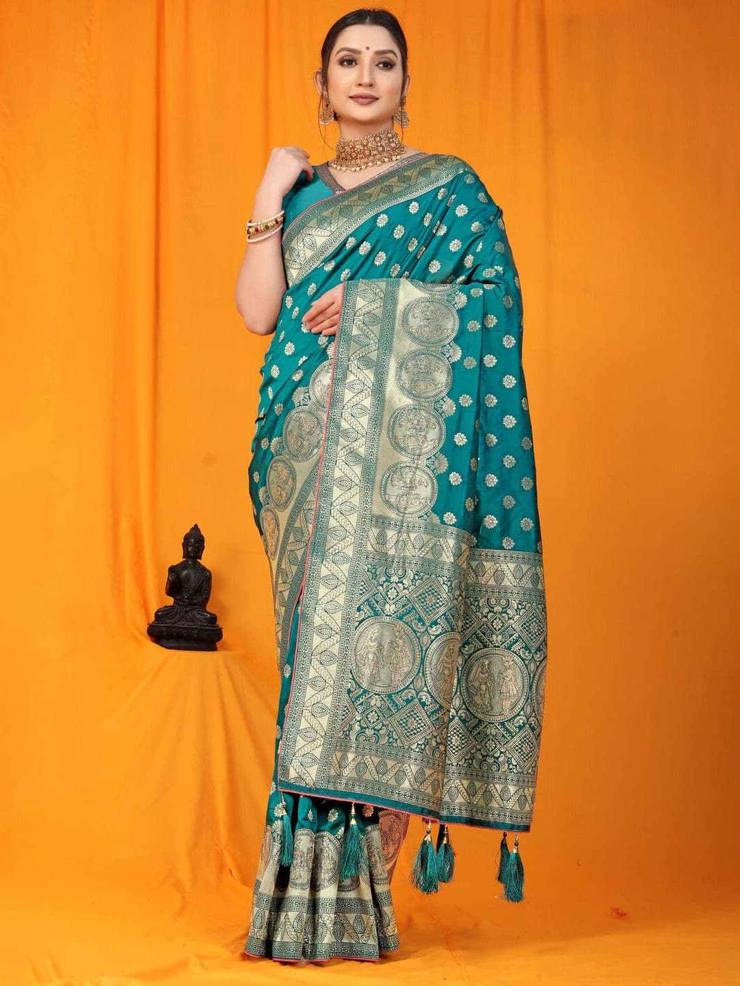 Dhaaga Ghar Paisley Zari Art Silk Banarasi Saree - view 1