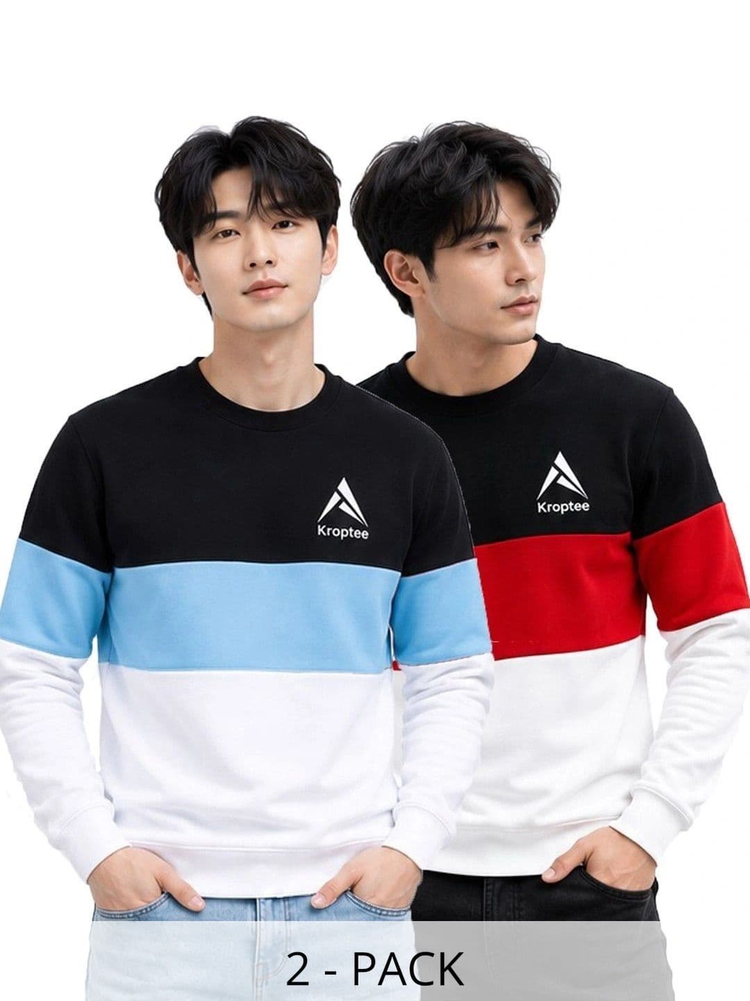 Kroptee Men Colourblocked Logo T-shirt Pack - view 1