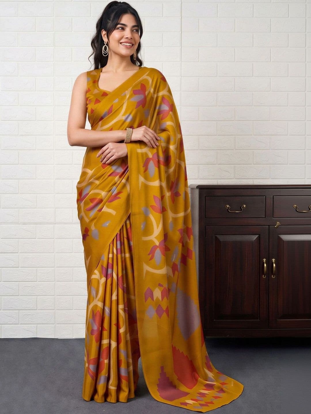 Anouk Floral Art Silk Designer Banarasi Saree - view 1
