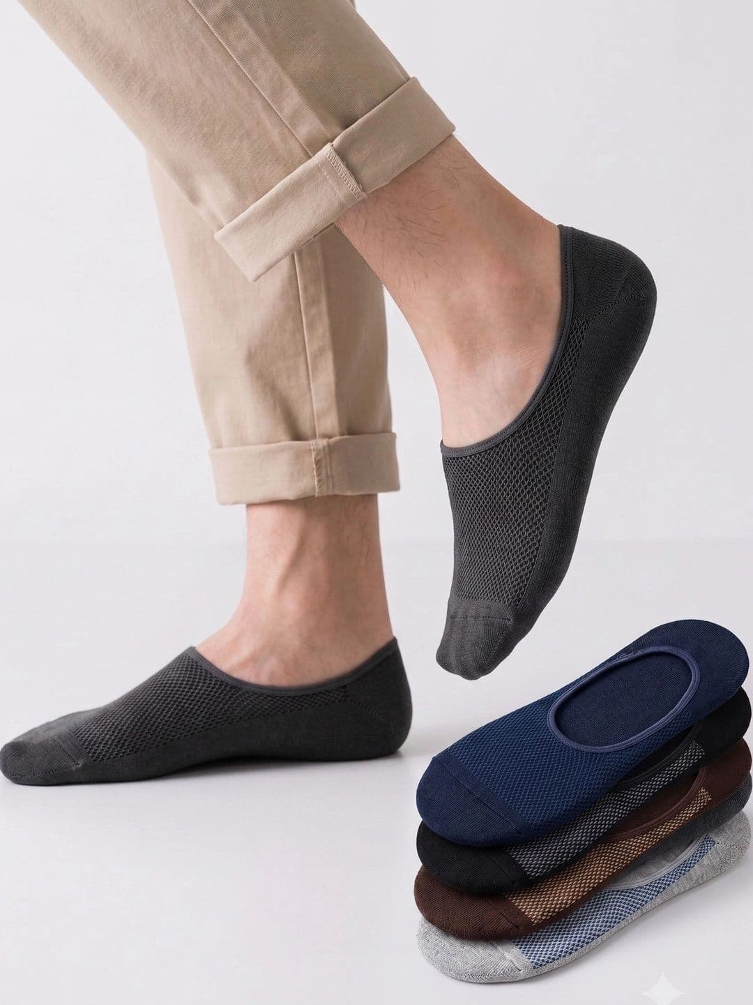 NeaToes Men Pack of 5 Cotton Patterned Shoe Liners Socks - view 1