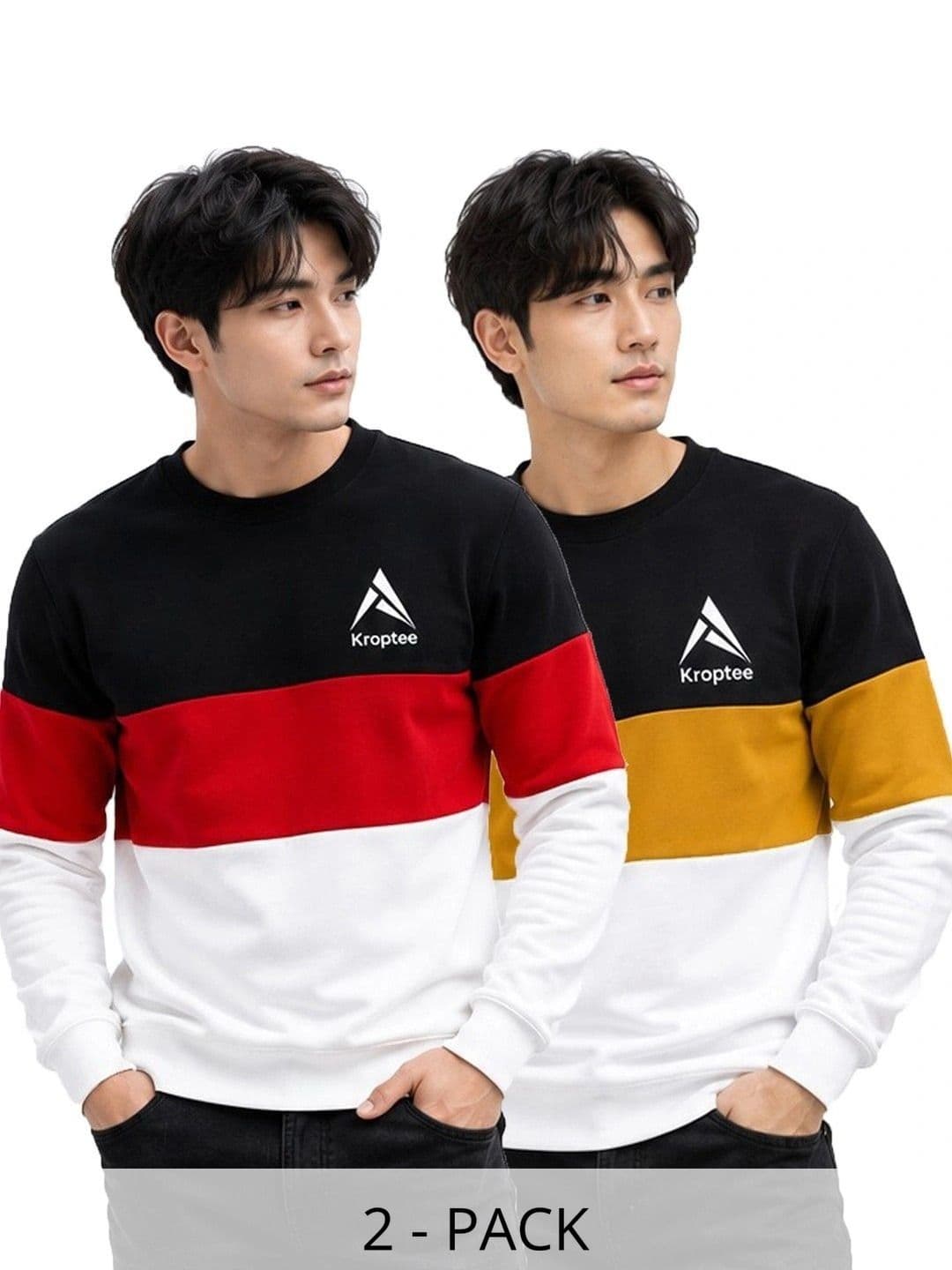 Kroptee Men Colourblocked Logo T-shirt Pack - view 1