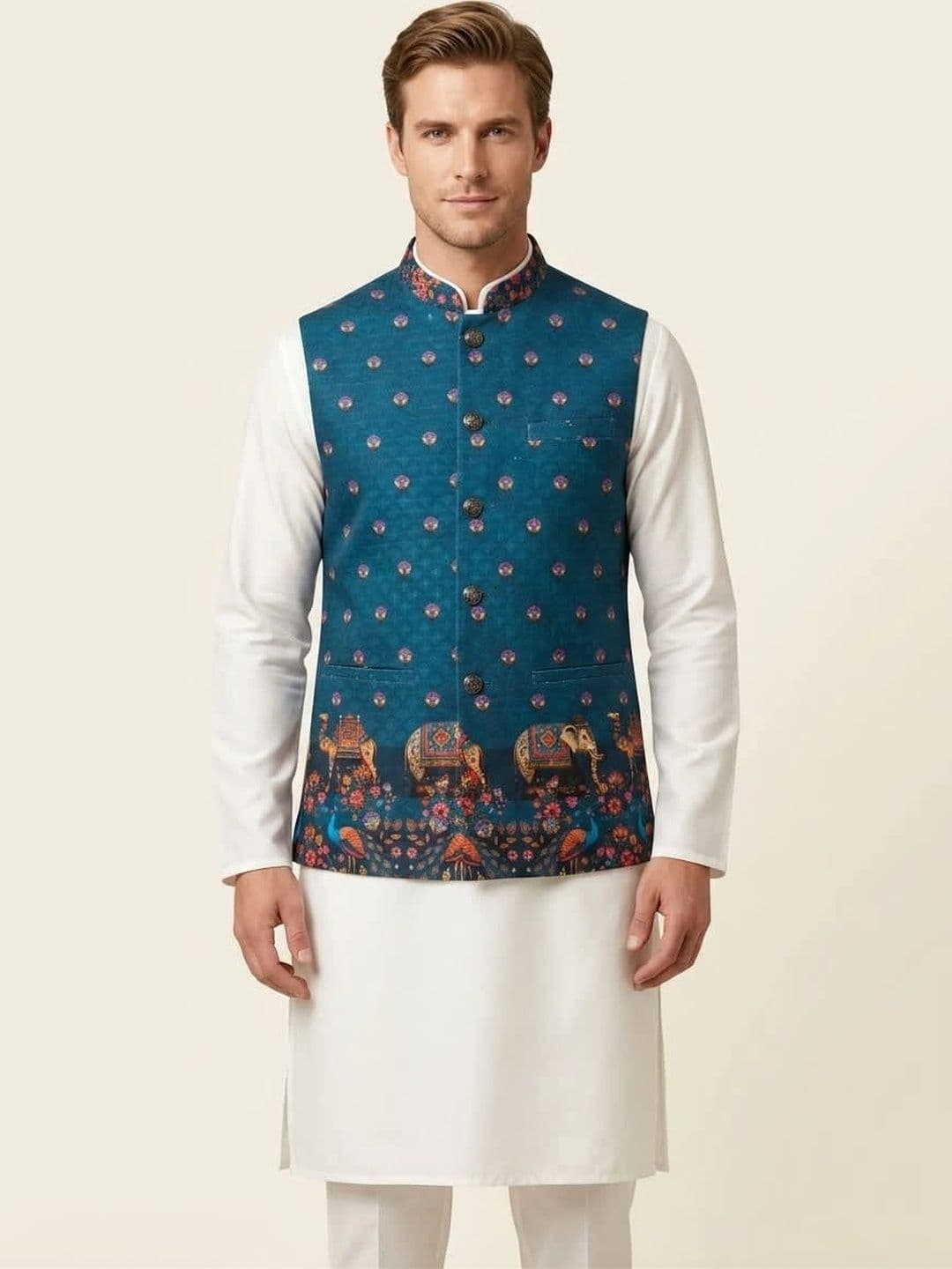 Safa Marwa Printed Nehru Jackets - view 1