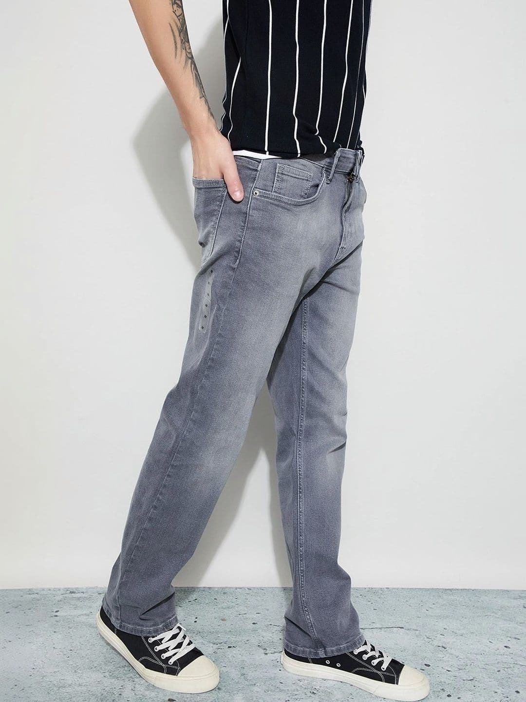 Fame Forever by Lifestyle Men Straight Fit Mid-Rise Low Distress Stretchable Jeans - view 1