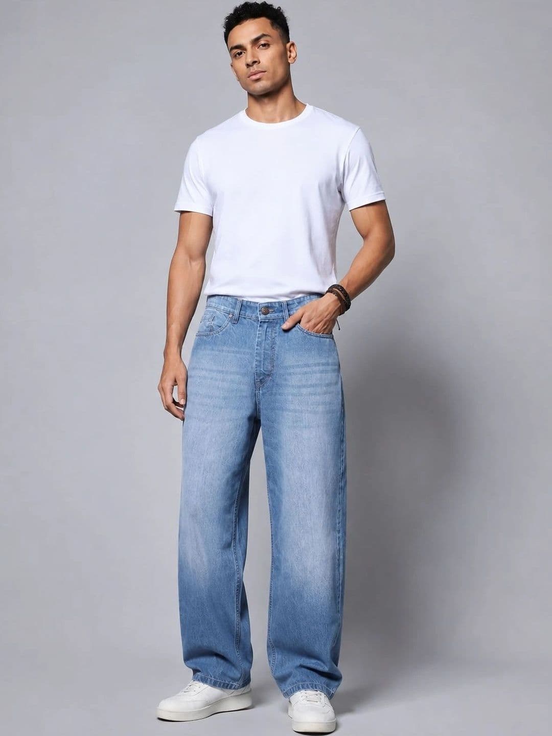 BREXX Men Jean Straight Fit Mid-Rise Light Fade Stretchable Jeans - view 1
