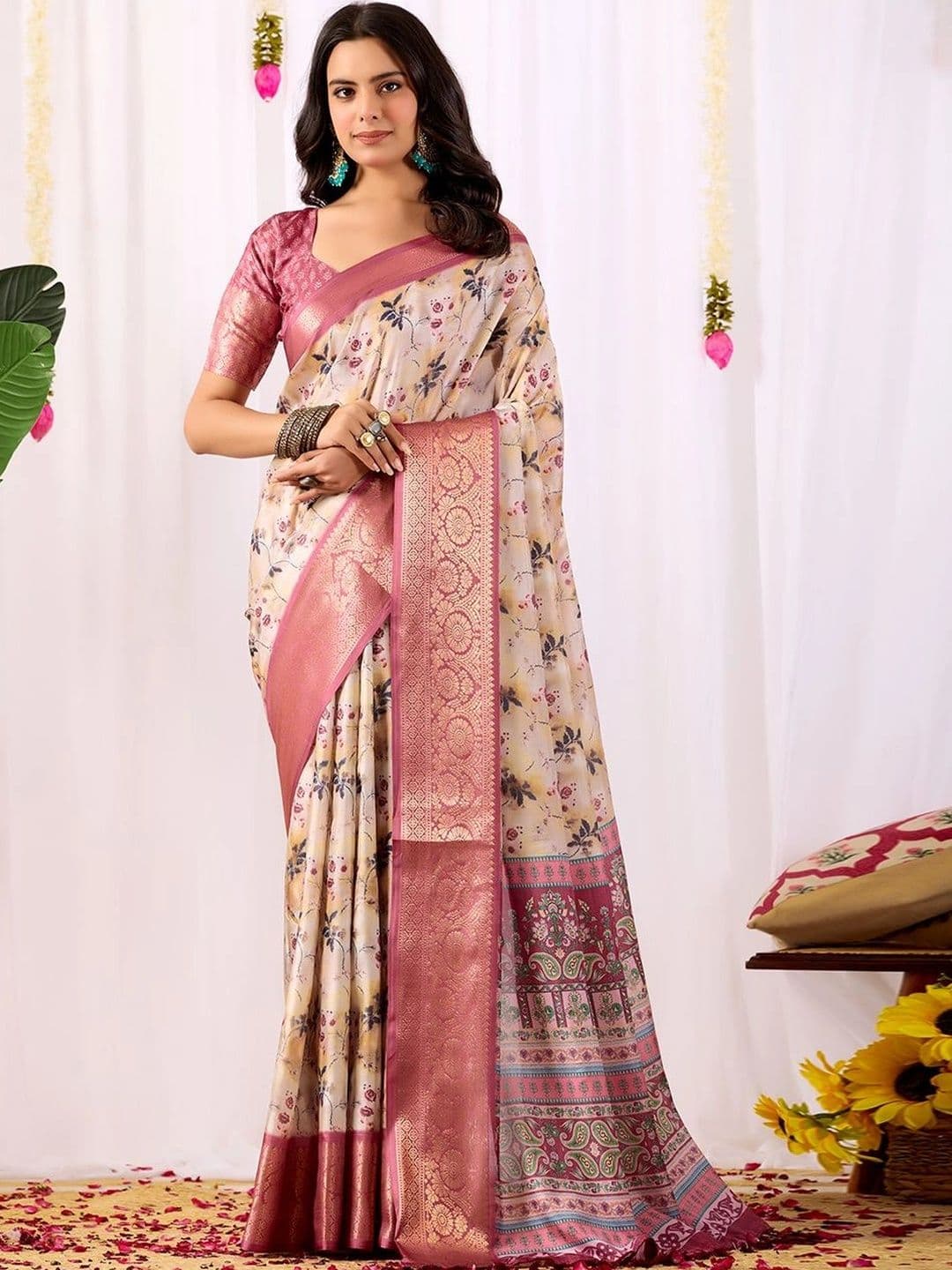 Moda Rapido Paisley Zari Silk Blend Designer Saree - view 1