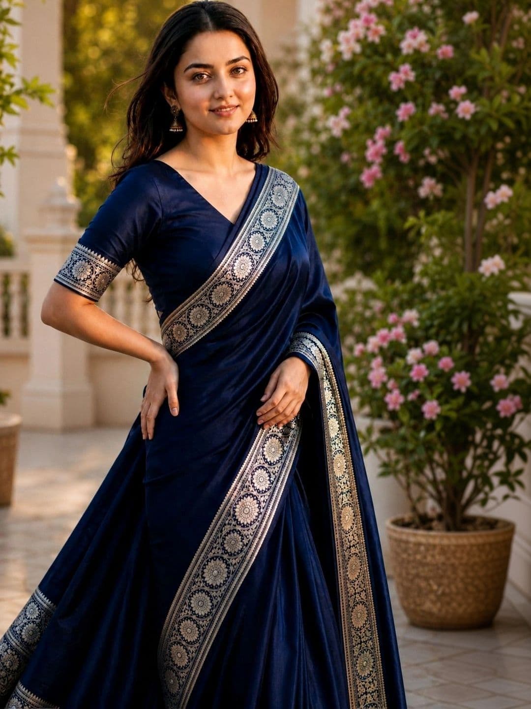 STYLISH SAREES Zari Satin Banarasi Saree - view 1