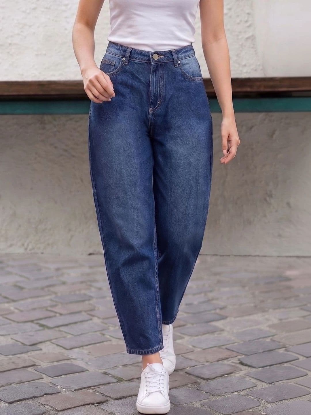 Style Quotient Women Barrel Fit High Rise Cotton Jeans - view 1