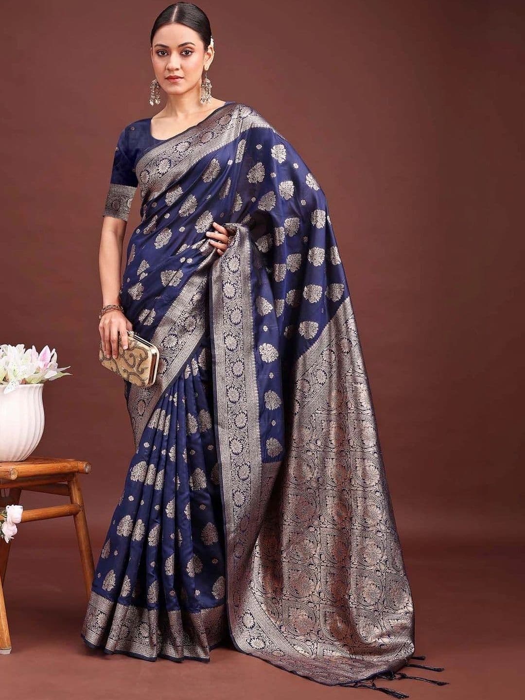 Mitera Woven Design Zari Silk Blend Banarasi Saree - view 1