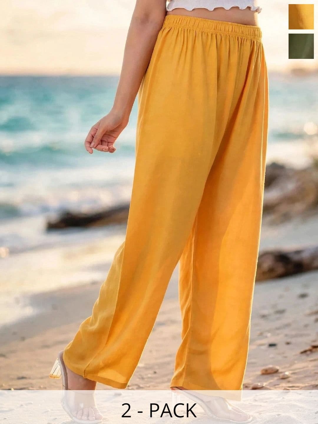 MICHAEL KOVLIN Women Pack of 2 Comfortable Trending Wide Leg Luxe Flared Palazzo - view 1