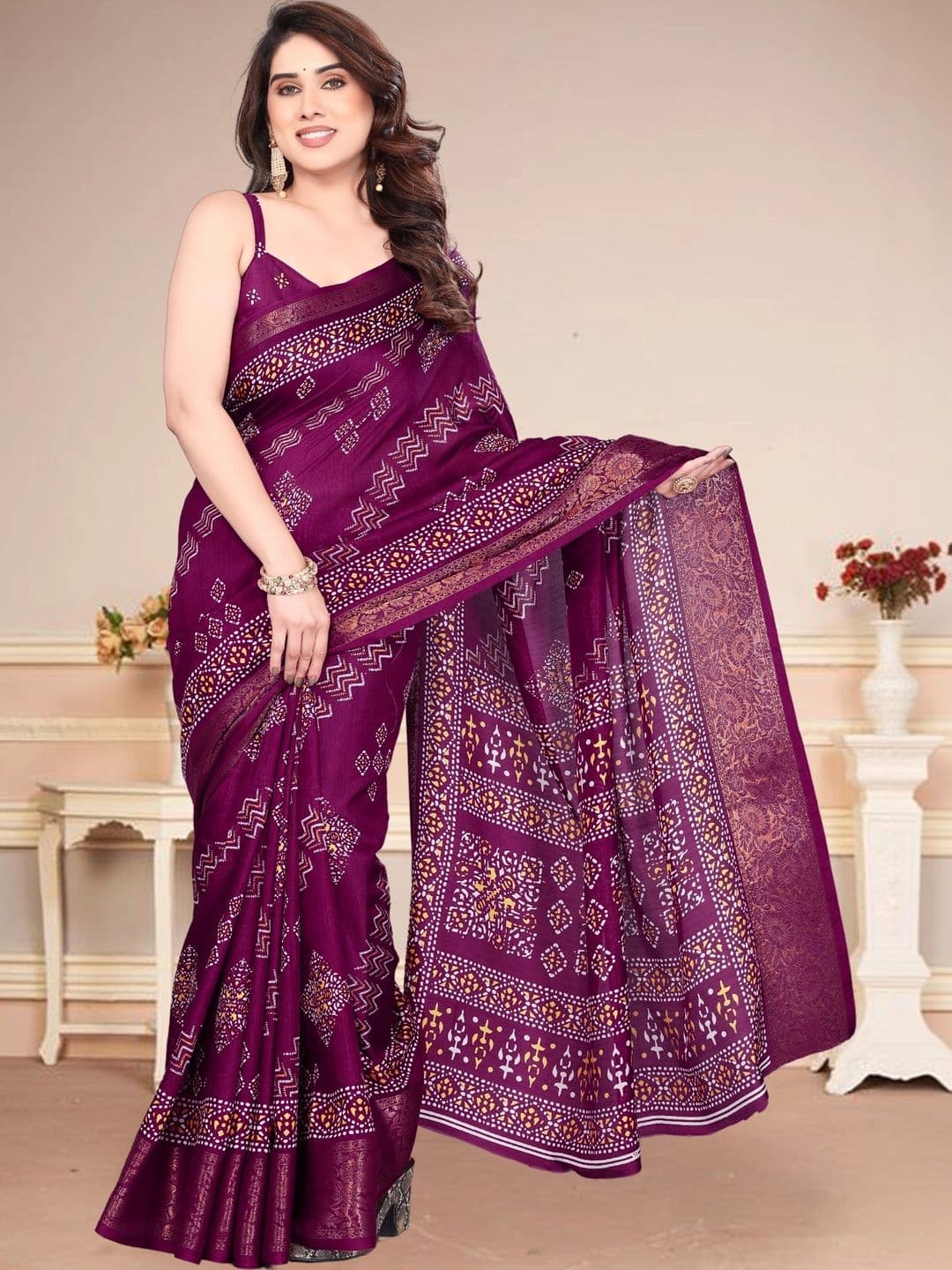 BOLOKA Batik Zari Poly Georgette Designer Saree - view 1