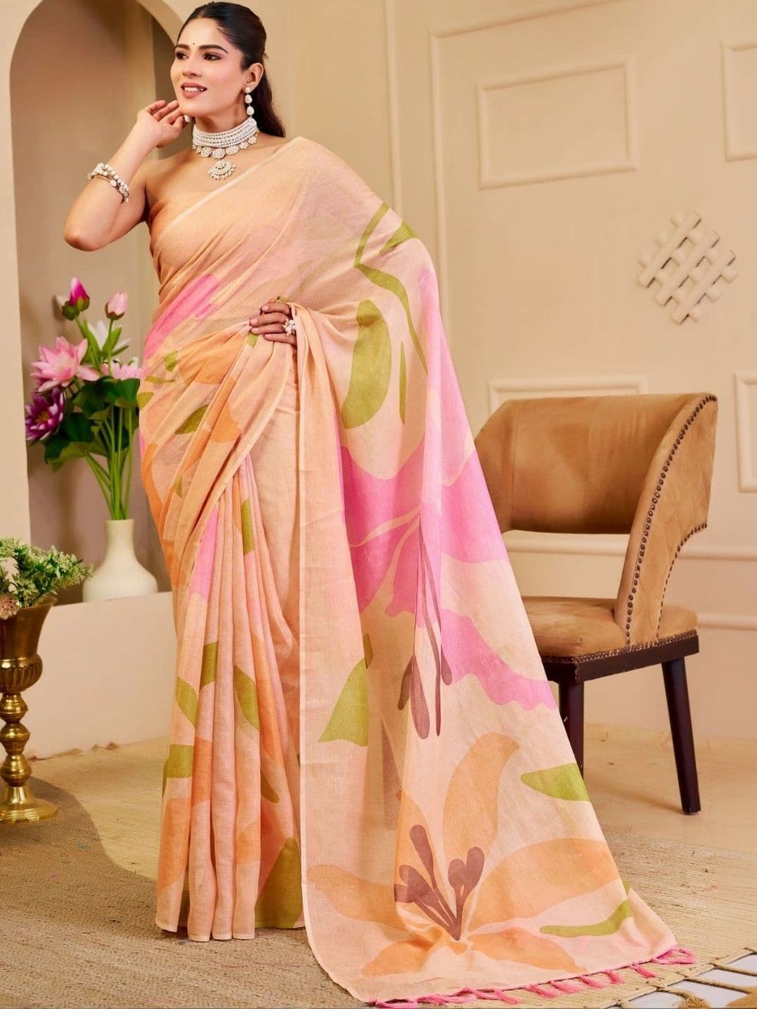 ZAMUNA Floral Tissue Designer Bhagalpuri Saree - view 1