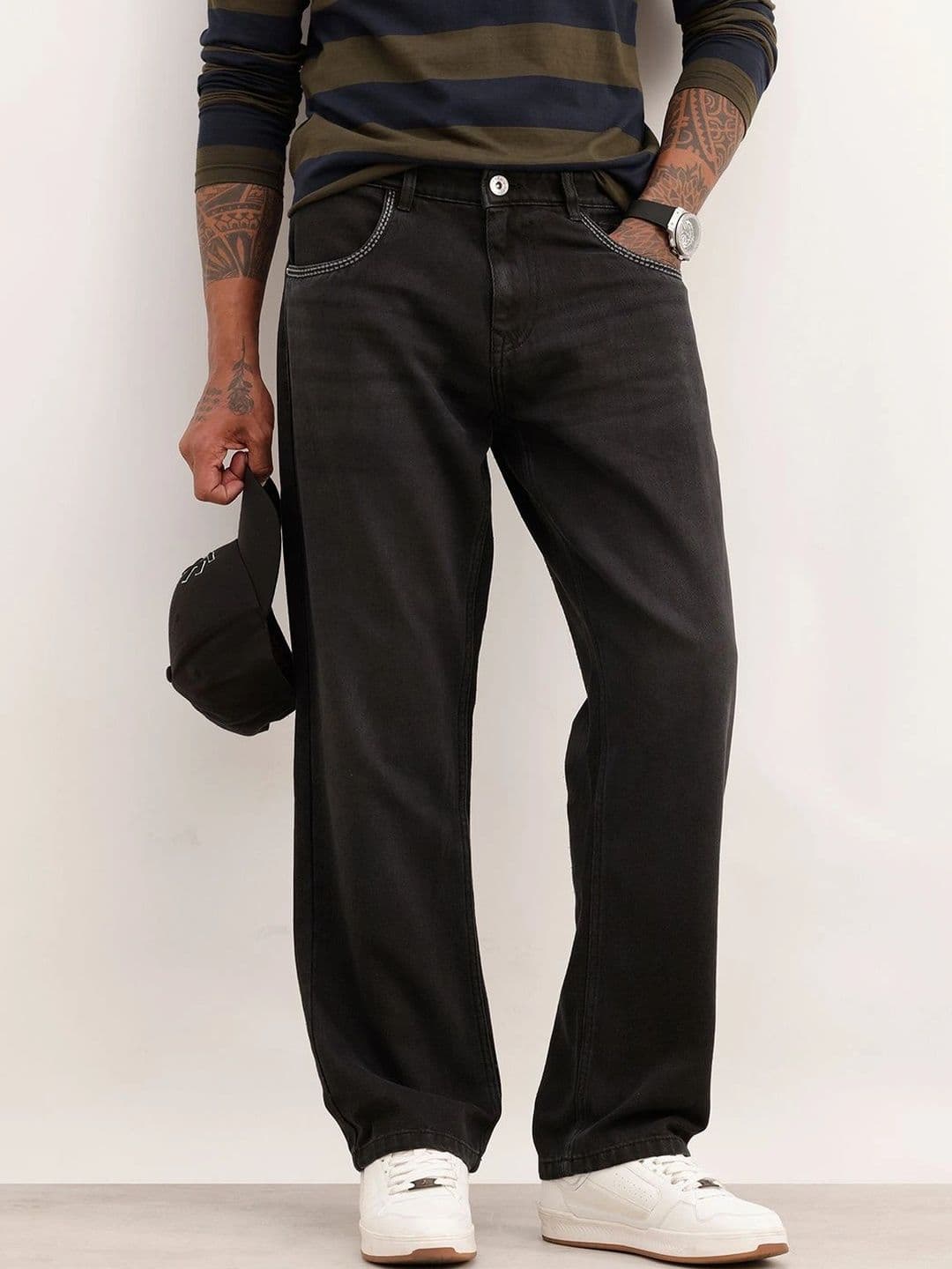 WROGN Men Anti Relaxed Fit Mid-Rise Light Fade Stretchable Jeans - view 1