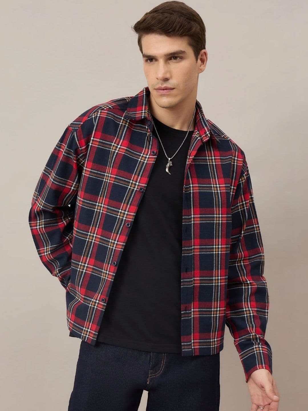 CHIMPAAANZEE Men Boxy Checked Casual Shirt - view 1