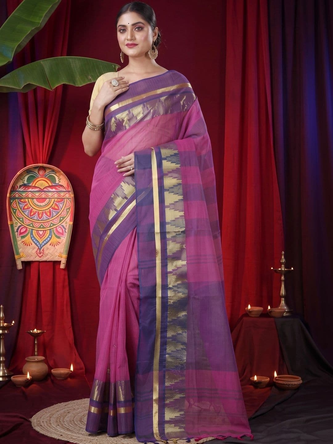GitAsit Woven Design Zari Pure Cotton Handloom Taant Saree - view 1