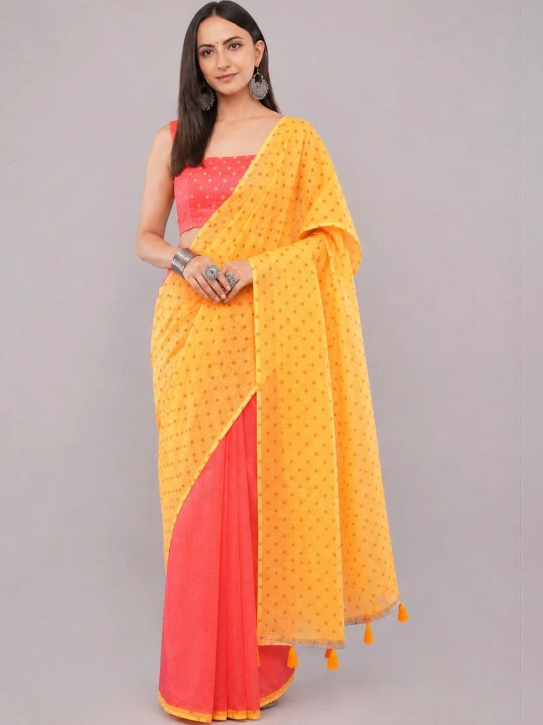 SAMANTHA Polka Dot Linen Blend Saree - view 1