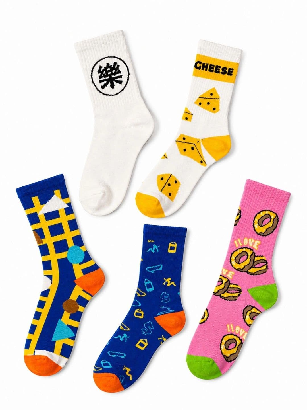 ZIBELL Men Pack of 5 Cotton Assorted Patterned Above Ankle Socks - view 1