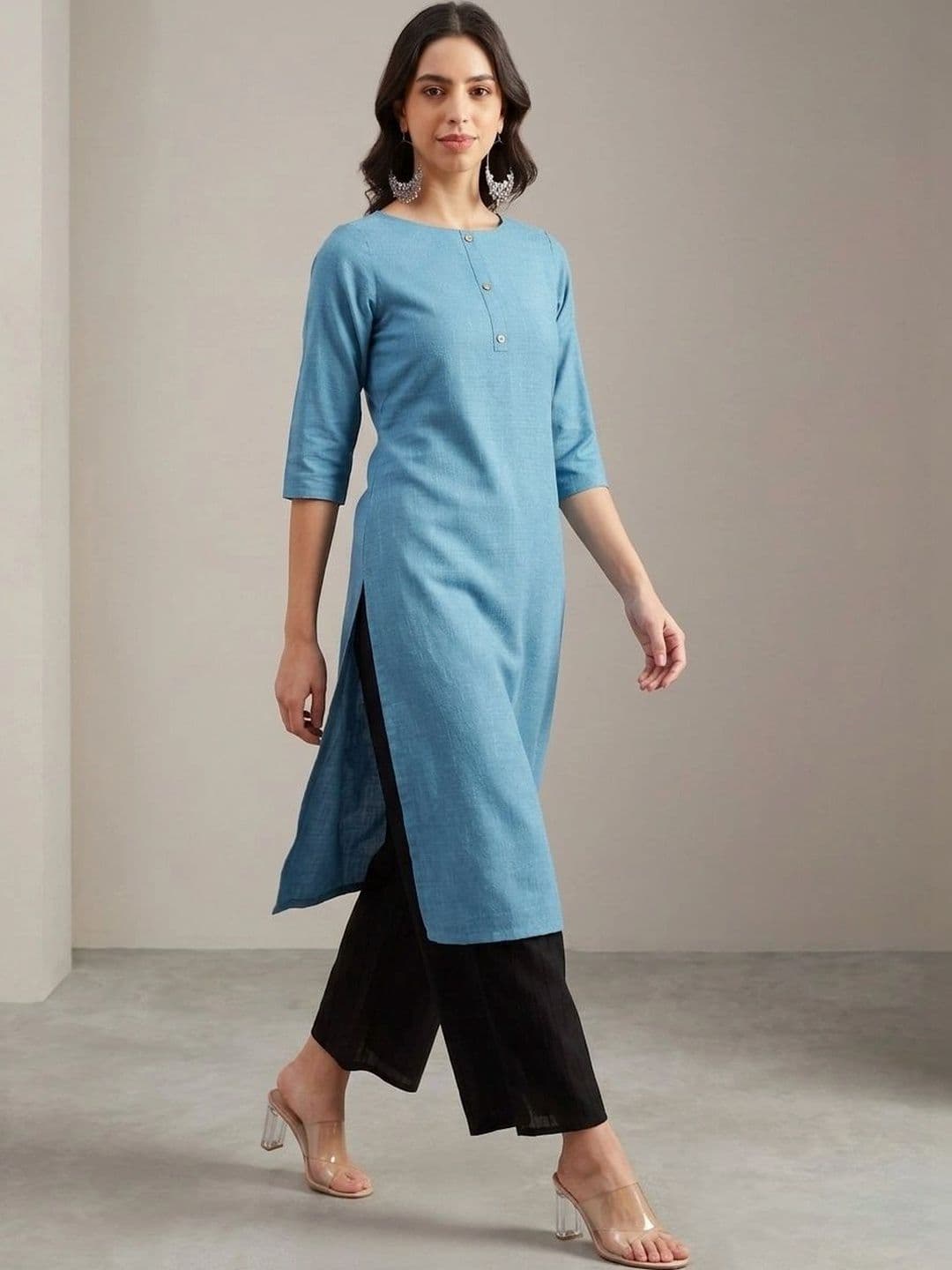 Anouk X fwd Women Blue Cotton Blend Woven Kurta - view 1