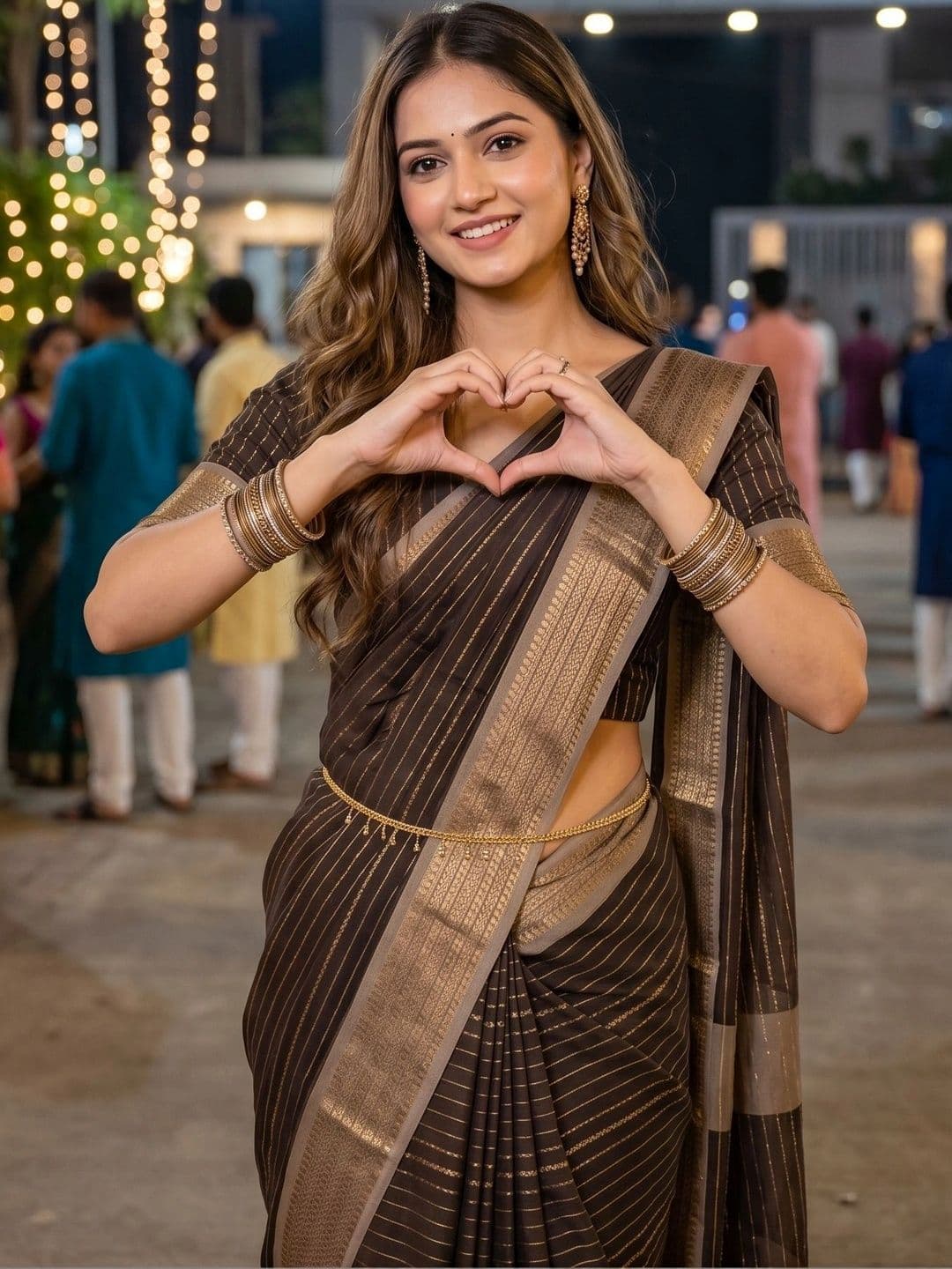 BOLOKA Striped Zari Art Silk Designer Saree - view 1