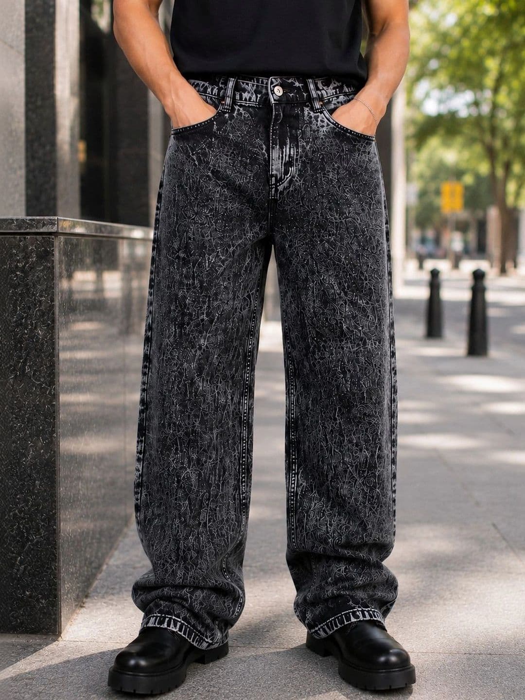 MQ Denim Men Straight Fit Mid-Rise Acid Wash Jeans - view 1