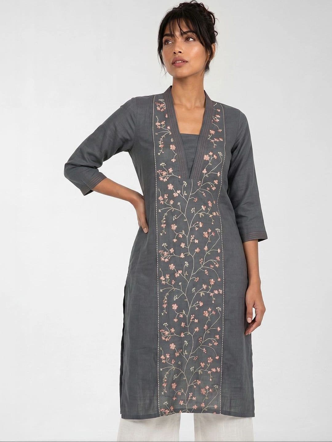 max Women Floral Embroidered Thread Work Floral Kurta - view 1