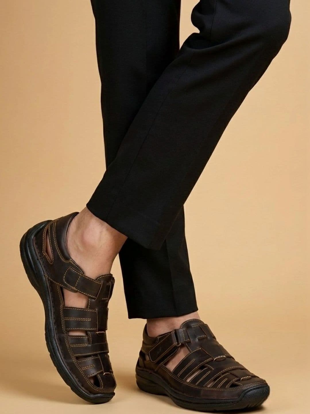 Mardi Gras Men Leather Comfort Sandals - view 1